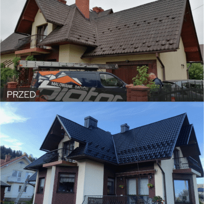 Metamorfoza przed i po malowaniu blachodachówki