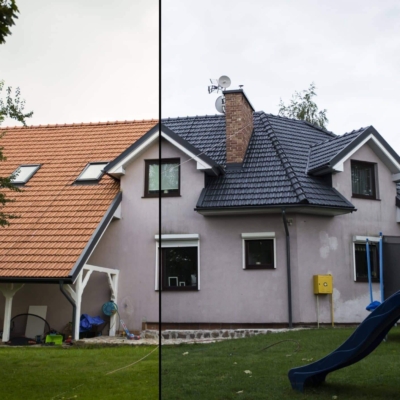 Metamorfoza po malowaniu dachu z dachówek ceramicznych