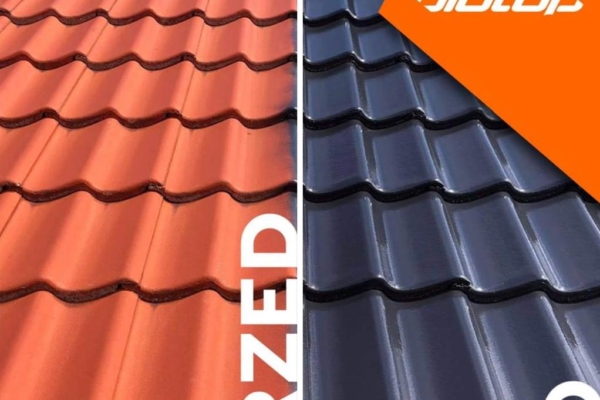 Pomalowana dachówka betonowa - przed i po malowaniu